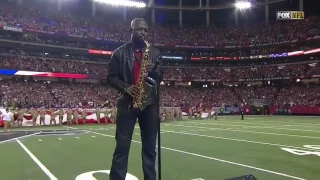 INCREDIBLE Saxophone National Anthem at 2016 NFC Divisional in Atlanta; By Mike Phillips