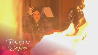 Triunfo do Amor - Eva provoca incêndio no quarto de Bernarda para matá-la; João Paulo salva Bernarda