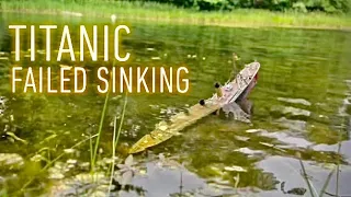 TITANIC sinks in pond!! (1/350 scale:Failed sinking)
