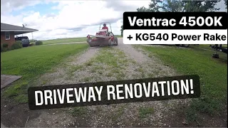 Driveway Renovation with the Ventrac 4500K and KG540 Power Rake!   First Time Trying it Out...