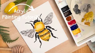 How to Paint a Honey Bee With Acrylic Paints Step by Step Painting Tutorial