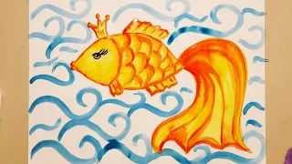 Рисунок ЗОЛОТАЯ РЫБКА 🐠 Как нарисовать золотую рыбку? Урок рисования