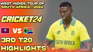 West Indies vs South Africa - 3rd T20 Full Highlights 2024 - WI vs SA - Cricket 24 Gameplay