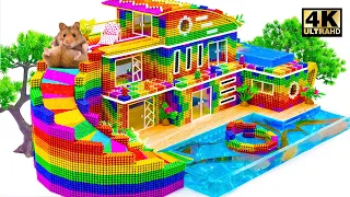 ASMR Video | Build The Big Colorful Water Slide From Rooftop To Infinity Swimming Pool For Catfish