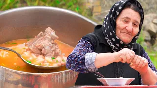 Grandma Cooked The Best Meaty And Juicy Khinkali Ever, Azerbaijani Cuisine, Outdoor Cooking