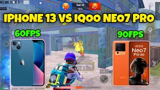 IPHONE 13 VS IQOO NEO 7 PRO 60FPS VS 90FPS 1v1 BATTLE SUBSCRIBER CHALLENGE