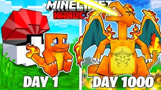 I Survived 1000 Days As A FIRE POKEMON in HARDCORE Minecraft! (Full Story)