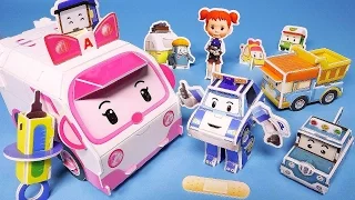 Robocar Poli ambulance Paper Craft police fire car toys