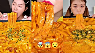 Mukbangers EATING TOO MUCH Spicy Cheesy Rose Tteokbokki!🙀🤯😱