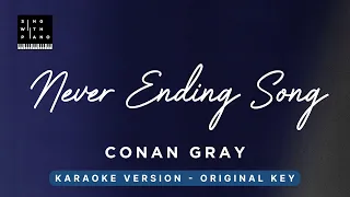 Never Ending Song - Conan Gray (Original Key Karaoke) - Piano Instrumental Cover with Lyrics