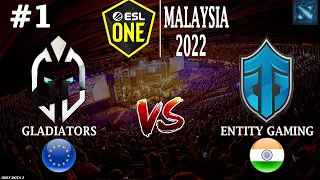 МАТЧ ЗА ВЫХОД В ФИНАЛ! | Gladiators vs Entity #1 (BO3) ESL One Malaysia 2022