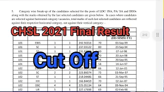 SSC CHSL 2021 Final Result Out | Cut Off | CHSL Result 2021