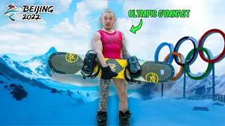 Gymnasts try 'Olympic Snowboarding' for the FIRST time!? {Beijing 2022}