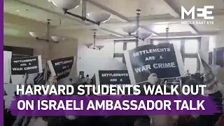 Harvard Law students walk out from talk given by Israeli ambassador