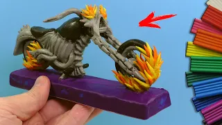 Making MOTORCYCLE GHOST RIDER with clay | Tutorial