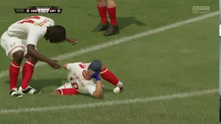 Leg break goal celebration