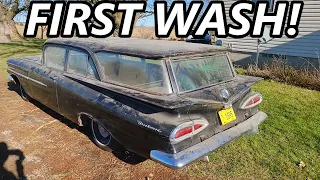 My Barn Find 1959 Chevrolet Brookwood Wagon FIRST WASH After 5 years! (Barn Find First Wash)