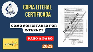 Cómo solicitar la Copia Literal por Internet Sunarp 2023 / Tramites desde tu Casa