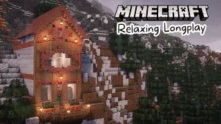 Relaxing Rainy Minecraft Longplay | Cozy Cliff House (no commentary)