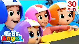 Wheels On The Bus (Rollercoaster Ride) | Job and Career Songs | Little Angel Nursery Rhymes for Kids