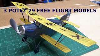Three Potez 29 Free Flight Models