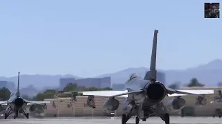 Excercise!!! F 16 Fighter Jets Preflight Takeoff Landing At Nellis AFB