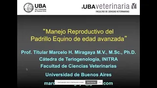 CHARLAS EQUINOS Manejo del padrillo de edad avanzada, Dr. Marcelo Miragaya