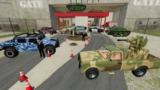 Sneaking past army and police for private land | Farming Simulator 22