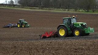 Cultivating with THREE John Deeres & Sewage Sludge Spreading with Oxbo Five Wheeled Spreader