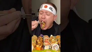 МУКБАНГ. РОЛЛЫ, СУШИ, ROLLS, SUSHI. SHORTS. MUKBANG. #mukbang #sushi #роллы #приколы #shorts