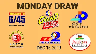 Lotto Result DEC 16 2019 (EZ2, SWERTRES, STL, 4D, 6/45, 6/55)