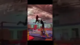 Spotting is really hard… mistakes happen 😅 #gymnast #olympics #gym #fail #ncaa #calisthenics #fails