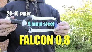 Falcon 0,8 (20-10) Slingshot Latex & Shooting with 9,5mm steel