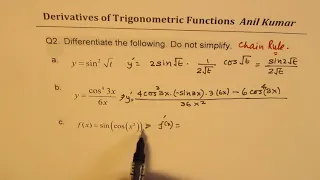 Calculus Derivatives Trigonometric Functions MCV4U IIT JEE Test