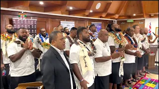 Fiji's Acting PM acknowledges the Fiji Water Flying Fijians team for their effort in the 2023 RWC