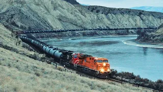 Canadian Trains In The Thompson Canyon, BCRAIL, Special Orange CP Hapag Lloyd Unit and Wildlife!