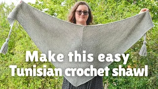 Free Tunisian crochet shawl pattern for beginners - Phyllite [CC]