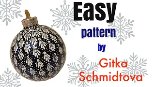 Hand painted, easy pattern to follow Christmas ornament by Gitka Schmidtova