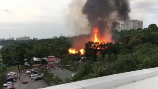 Горит ресторан Хуторок Одесса Пляж Ланжерон 24.07.2017