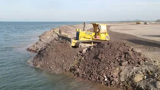 Incredible Beach Performance By Komatsu Dozers And Most Dump Trucks Process to Building