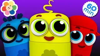 Five Little Crayons Jumping on The Bed | 1 Hour Compilation of Nursery Rhymes Songs for Children