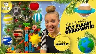 Kylee Makes Felt Planet Ornaments! DIY Solar System Decorations | Christmas Planet Craft for Kids!