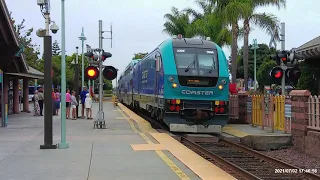 Coaster train leaves Carlsbad with 2301 sounding its high pitch K5LA.