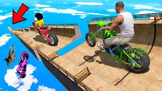 SHINCHAN AND FRANKLIN TRIED THE IMPOSSIBLE LONGEST MEGA RAMP POINTS JUMP CHALLENGE GTA 5