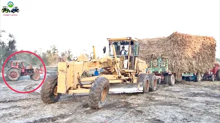 Tractor Fail | Finally Motor Grader Machine Pulling out Trailer | Stunt Video