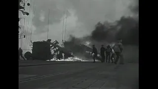 F6F Hellcat arrester gear failure while landing on USS Bataan (CVL-29) on January 13th 1944