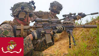 US Marines in Japan. Intensive live fire training at Camp Schwab, Okinawa.