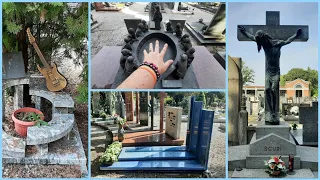 7) Кладбище в Италии. ОСИНОВЫЕ КОЛЫШКИ 🔙 ОМЕГА МАТРИЦА ДЕСЯТИЧНОГО КОДА ♎ МОГИЛА ИЗ ГОЛУБОГО МРАМОРА