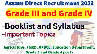 Syllabus and Booklist | Grade 3 and Grade 4 | Assam Direct Recruitment 2023