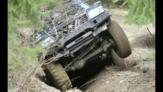 4x4 offroad short and long Nissan Patrol Y61and Toyota Land cruiser KZT 90 in mud (4K).